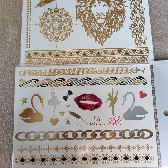 3 sheets Golden Silver Temporary Tattoo - Picture 4 of 14